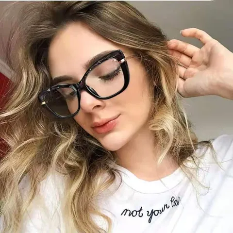 Fashion TR90 Metal Anti Blue Light Glasses For Women Diamond Cut Edge Blue Light Blocking Optical Eyeglasses Frames 9018