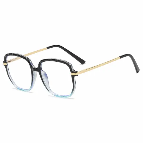 Fashion Anti Blue Light Glasses TR90 Metal Temple Polygon Gradient Crystal Faceted Retro Eyewear Frame For Men Women