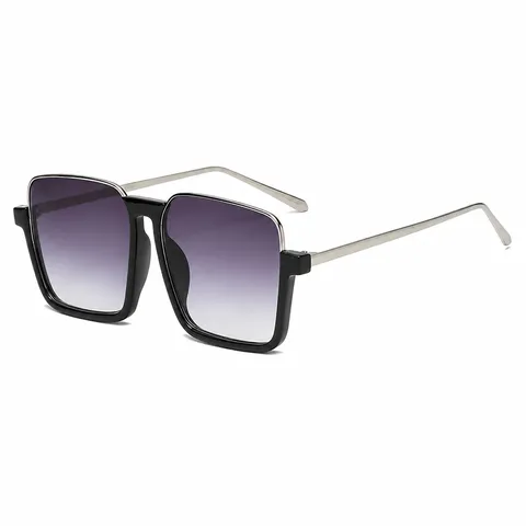 Lunettes de Soleil Carrées Demi Cerclées Tendance pour Femmes Hommes Mode Verres Dégradés Branches Métal Street Style UV400 Fête