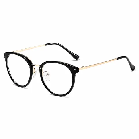 Anti-Blue Light Round Optical Glasses TR90 Metal Frame Clear Lens Eyewear For Women And Men Daily Wear