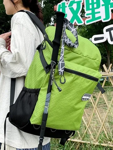 Sac à Dos de Grande Capacité Mode Extérieur Randonnée Sport Fitness Nylon Quadrillé Sac de Voyage Yoga pour Hommes Femmes