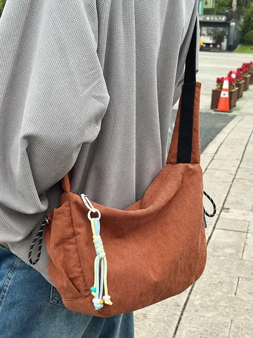 Japanisch Harajuku Cord Tote Bag Große Kapazität Umhängetasche Für Damen Outdoor Reise Freizeit Künstlerisch Hobo Bag