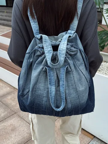 Vintage Washed Denim Backpack For Men Women Large Capacity Multi-functional Travel Backpack Casual Student Schoolbag Backpack