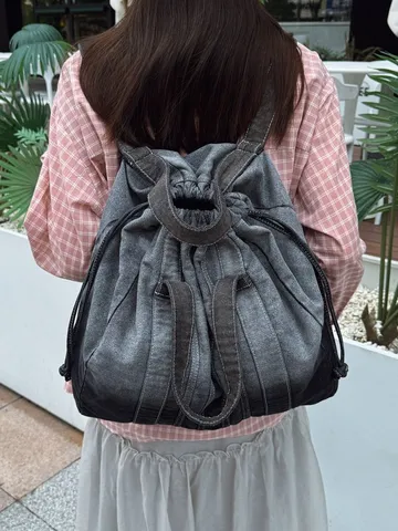 Vintage Washed Denim Backpack For Men Women Large Capacity Multi-functional Travel Backpack Casual Student Schoolbag Backpack