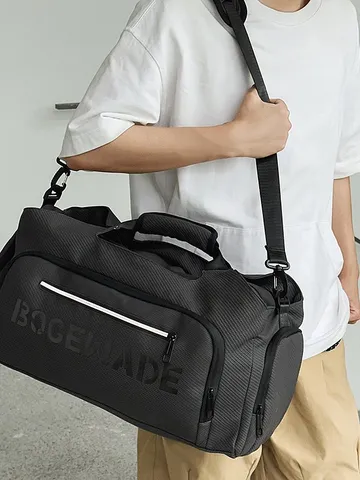 Large Capacity PU Leather Travel Bag For Men Waterproof Sports Gym Shoulder Bag Casual Motorcycle Style Weekend Overnight Bag