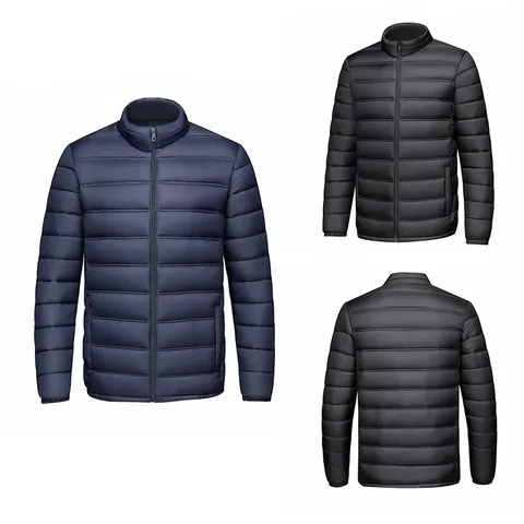 Doudoune Homme Hiver Casual Couleur Unis Unie Col Montant Épaissie Chaude Manches Longues Fermeture Éclair Vêtement d'Extérieur