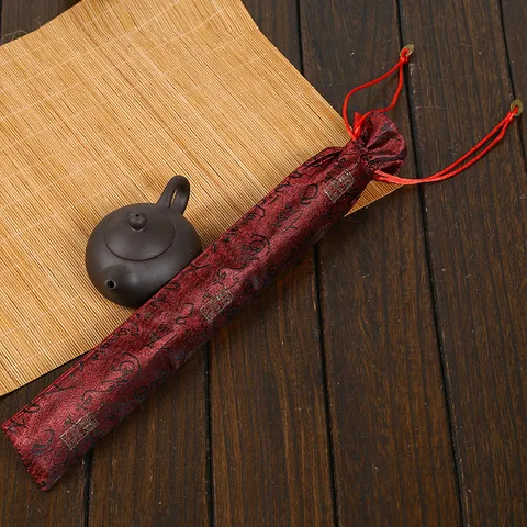 Housse d'Éventail Pliant en Brocart Chinois Traditionnel Sac en Soie Brodé Pochette de Protection Portable