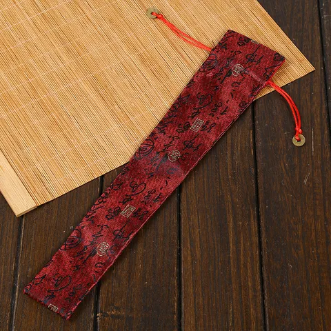 Housse d'Éventail Pliant en Brocart Chinois Traditionnel Sac en Soie Brodé Pochette de Protection Portable