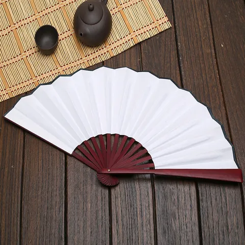 Faltbarer Handfächer Blanke Seide Bambus Handfächer DIY Bastelfächer Für Männer Geschenk Heimdekoration Party Hochzeit Sommer
