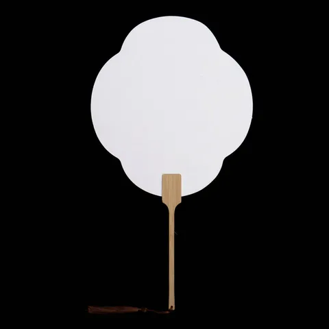 Éventail en Papier Vierge DIY Poignée en Bambou Peint à la Main Double Face Rond Peinture d'Art Artisanat Décoration de Maison