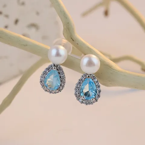 Französische Retro Natürliche Süßwasserperlen Ohrstecker Elegante Emaille Strass Kupfer Stecker Ohrringe Für Damen Modeschmuck Zubehör
