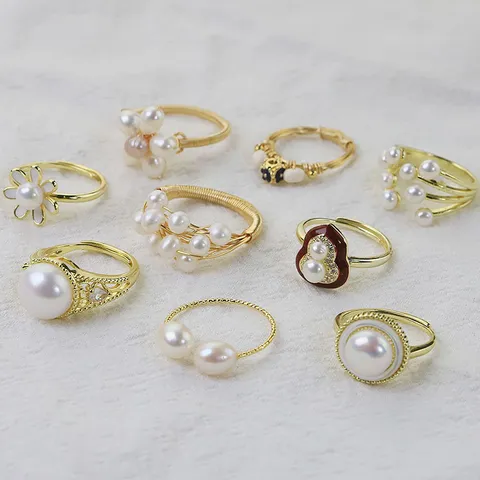 Französischer Eleganter Legierung Künstliche Perle Blume Offener Ring Für Damen Luxuriöse Strass Eingelegt Einstellbarer Ring Modeschmuck Geschenk