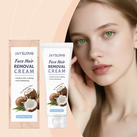 Jaysuing Crème Dépilatoire Visage Noix de Coco Douce Épilateur Lèvres Soin Lisse Peau Crème Dépilatoire Faciale