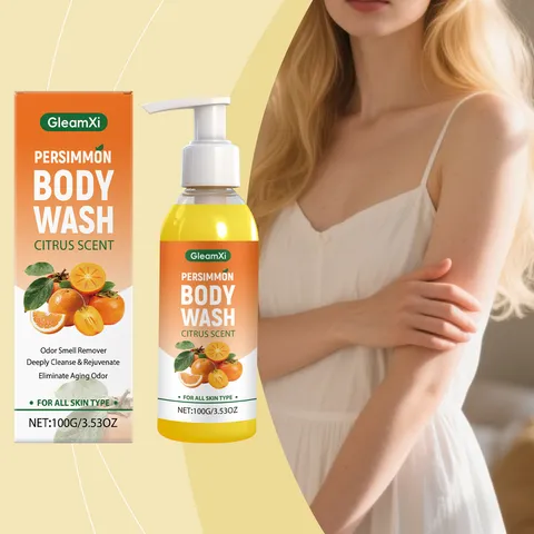 Gleamxi Refreshing Persimmon Body Wash Fresh Fruit Fragrance Gentle Cleansing Smooth Body Skin Shower Gel