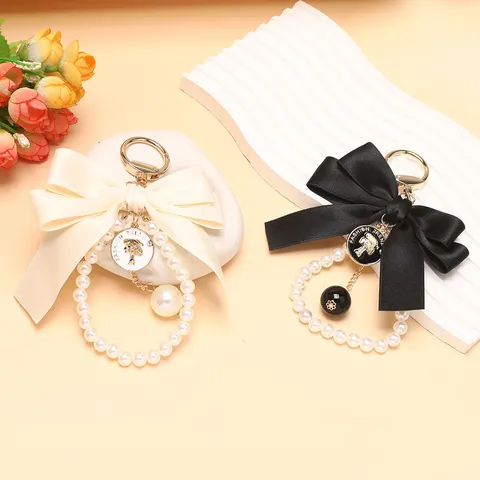 Lusso Leggero Elegante Fiocco Perla Artificiale Catena Portachiavi Donna Borsa Auto Portachiavi Pendente Accessori Moda