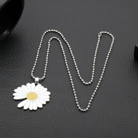 Moda Coreana Aleación Margarita Flor Colgante Collar Y Llavero Conjunto Lindo Girasol Símbolo de Paz Joyería Regalo