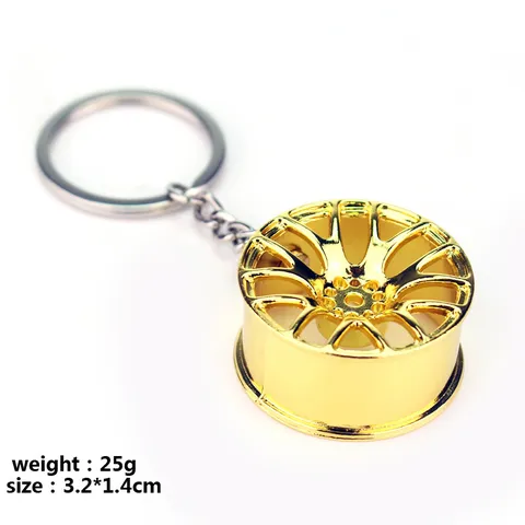 Creative Mini Car Wheel Hub Keychain Metal Tire Pendant Car Accessories Stylish Key Ring For Men And Women