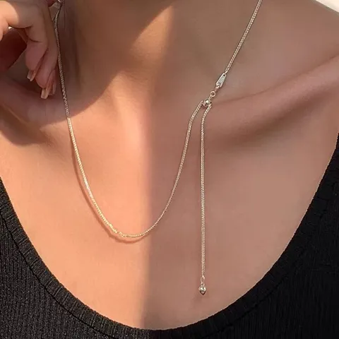 Collar Con Colgante de Corazón de Plata 925 Cadena Chopin Ajustable Choker Borla Cadena de Clavícula Joyería de Lujo para Mujer