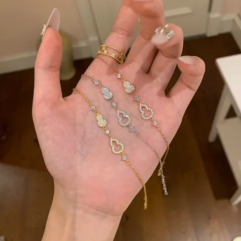 Pulsera de Dije de Calabaza de Circonia de Plata de Ley S925 para Mujer Elegante Forma de Wulu Joyería de Moda Ajustable Cadena de Mano