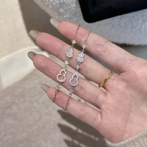 Pulsera de Dije de Calabaza de Circonia de Plata de Ley S925 para Mujer Elegante Forma de Wulu Joyería de Moda Ajustable Cadena de Mano