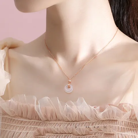 Chinesischer Retro Stil 925 Silber Anhänger Halskette Luxus Geometrische Runde Strass Kreuzkette Fein Verarbeitete Halskette Für Damen Schmuck Geschenk
