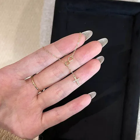 Luxus 925 Sterlingsilber Kreuz Anhänger Halskette Unendlichkeitssymbol Strass Eingelegt Y Form Choker Kette Halskette Für Damen Täglich Lässig Schmuck Geschenk