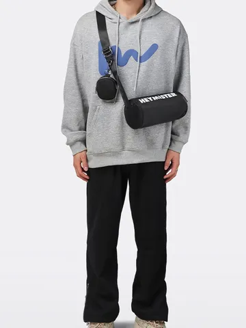 Bolso de Cubo de Nailon con Estampado de Letras para Hombre Estilo Japonés Coreano Gran Capacidad Bolso de Hombro Con Monedero