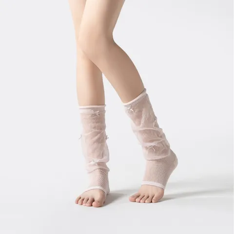Scaldamuscoli in Pizzo Lolita da Donna Dolce Stile Balletto Fiocco Calzini Senza Piedi Accessori Moda