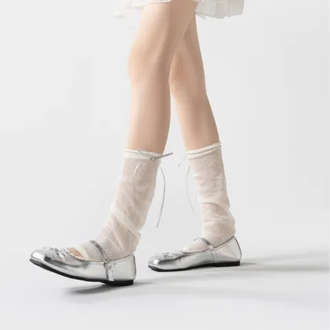 Women Ultra Thin Slouch Socks Ballet Style Bowknot Stirrup Leg Warmers Sweet Casual Cotton Daily Hosiery Accessories