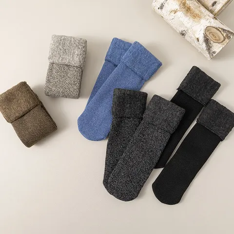 Calcetines Térmicos de Nieve para Hombre de Invierno Calcetines de Media Caña de Mezcla de Lana Cálidos Espesados