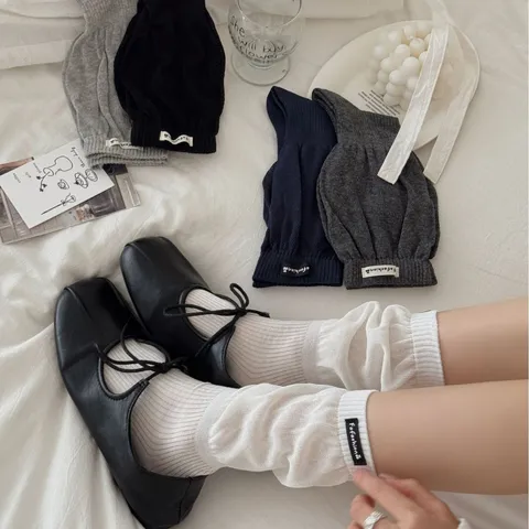 Donne Tinta Unita Calze Lunghe Impilate Minimalista Casual Misto Cotone Traspirante Calze Alte Moda Autunno Inverno