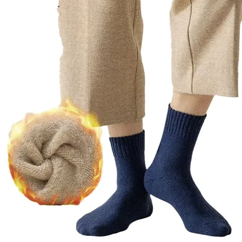 Unisex Winter Warm Thermal Crew Socks Solid Color Soft Comfortable Thickened Wool Socks Daily Casual Hosiery