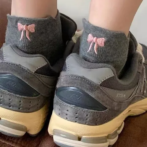 Calzini Corti in Cotone con Fiocco Carino da Donna Estate Rete Traspirante Stile Dolce Casual Accessori per Calzature