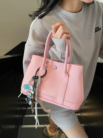 Mode PU Leder Tote Bag Für Damen Schicke Litschi Struktur Schulter Umhängetasche Elegante Minimalistische Handtasche