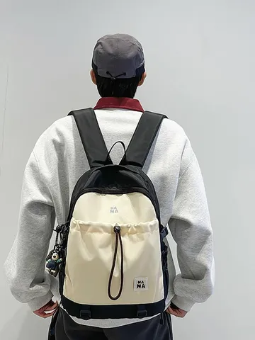 Nylon Contrast Color Drawstring Backpack Unisex Korean Casual Hiking Climbing Daypack Waterproof School Bag For Youth Travel