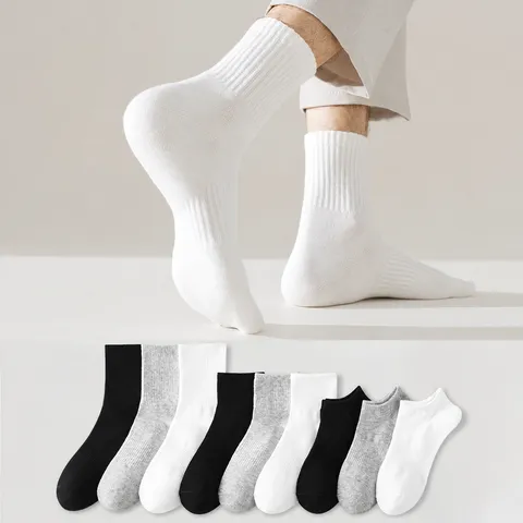Calcetines Deportivos de Algodón Color Sólido Unisex Calcetines Transpirables de Uso Diario