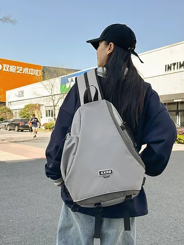 Zaino Nylon Moto Streetwear Borsa a Tracolla Multifunzionale Unisex Casual Da Viaggio Con Fibbia Patch Messenger Bag