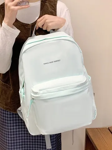Große Kapazität Schulrucksack Für Studenten Mori Stil Ins Nylon Buchstaben Druck Rucksack Atmungsaktiv Langlebiger Teenager Tagesrucksack
