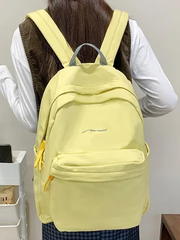 Große Kapazität Schulrucksack Für Studenten Mori Stil Ins Nylon Buchstaben Druck Rucksack Atmungsaktiv Langlebiger Teenager Tagesrucksack