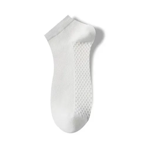 Uomini Casual Puro Cotone Traspirante Rete Calzini Corti Tinta Unita Antiscivolo Fantasmini Estate Calzature
