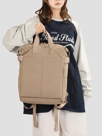 Zaino Minimalista in Nylon Idrorepellente Grande Capacità Borsa Porta PC Tinta Unita Zaino Scuola per Uomo Donna Quotidiano Pendolare