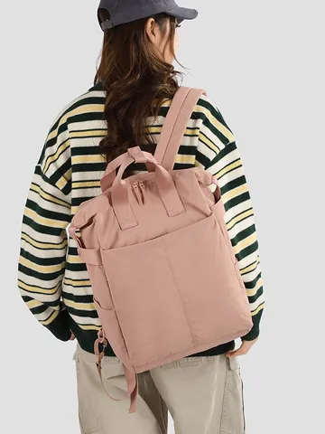 Zaino Minimalista in Nylon Idrorepellente Grande Capacità Borsa Porta PC Tinta Unita Zaino Scuola per Uomo Donna Quotidiano Pendolare