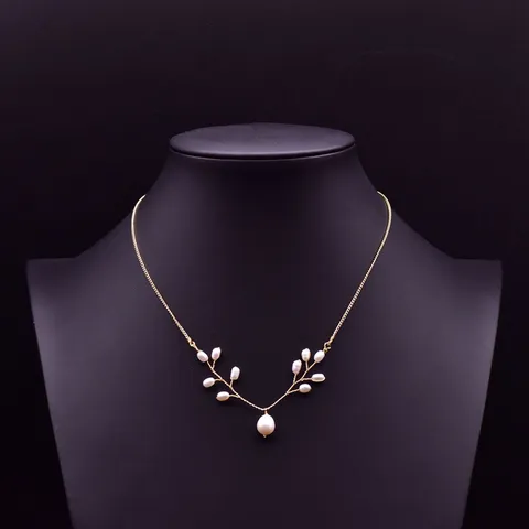 Vintage Vergoldetes Kupfer Süßwasserperle Anhänger Halskette Für Damen Elegant Handgemacht Ast Herz Münze Mehrreihige Kette Schmuck