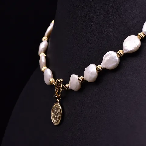 Barocca Perla d Acqua Dolce Collana Vintage Moneta Ritratto Ciondolo Girocollo Catena Perline Chiusura T Orecchini Gioielli Regalo Donna