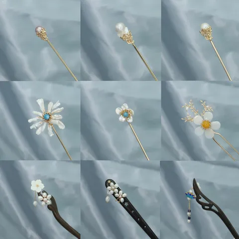 Klassischer Künstliche Perle Haarstab Eleganter Holz Legierung Quaste Blume Geometrischer Hochsteckfrisur Haarschmuck Für Damen