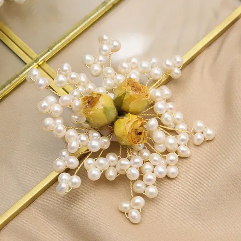 Vintage Künstliche Perle Brosche Für Damen Elegant Geometrische Blume Schneeflocke Anstecknadel Bekleidungszubehör Schmuck Geschenk