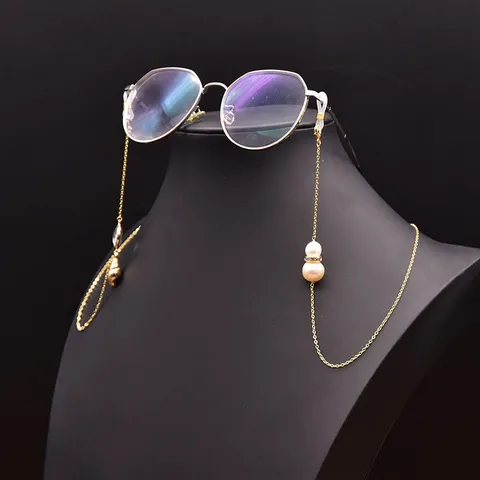 Süßwasserperle Brillenkette Für Damen Legierung Metall Sonnenbrillenband Maskenhalter Halskordel Modische Brillen Accessoires