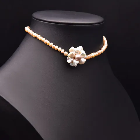 Barocke Natürliche Süßwasserperlenkette Exquisite Mode Blumenanhänger Schlüsselbeinkette Für Damen Elegantes Schmuckgeschenk