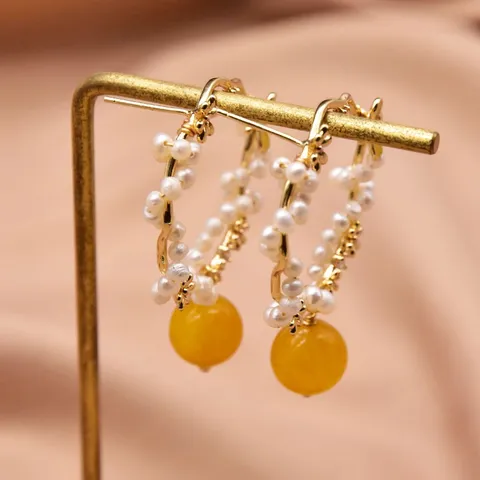 Orecchini a Perno in Argento Sterling 925 con Perla d'Acqua Dolce Gioielli Vintage Ape Cuore Donna Orecchini Cerchio
