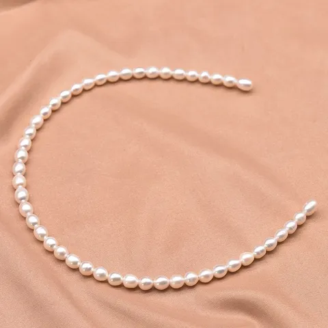 Handmade Natural Freshwater Pearl Headband For Women Vintage Elegant White Grey Hair Band Bridal Wedding Hair Accessories
